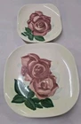 Set Of 2 Red Wing Pottery Lexington Salad & Dinner Plate W Rose Hand Painted