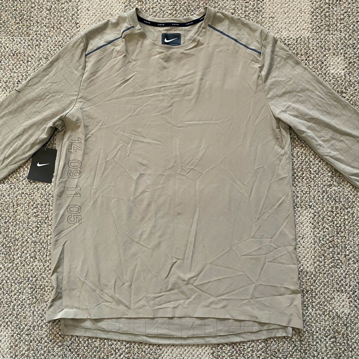NIKE - 【Sサイズ】オレゴンプロジェクト Rise 365 Long Sleeve Nike Rise 365 Tech Pack Mens 3/4 Sleeve Running Top Tan Size
