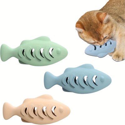 1pc Silicone Fish-Shaped Cat Chew Toy UK