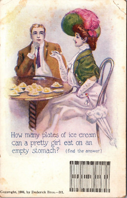 Postcard How Many Plates of Ice Cream can a Pretty Girl Eat on an Empty Stomach