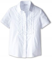 Dolce & Gabbana Kids Womens Ruffled S/S Button Up (Big Kids) 7/8