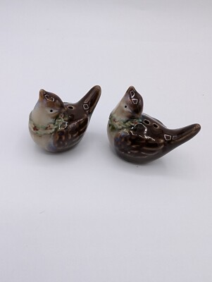Vintage Mini Ceramic Quail Grouse Birds Salt N Pepper Shakers Thanksgiving 