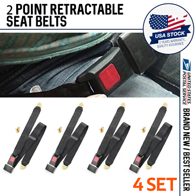 4x 2 Point Reliable Adjustable Black Lap Seat Belt For RV sofa seat safety belt