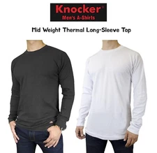Knocker Men's Mid Weight Pre-shrunk Round neck Thermal Long-Sleeve Top Shirt