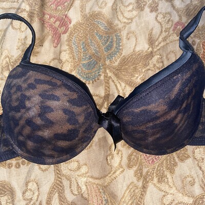 Roberto Cavalli bra Push Up Rhinestones Brown/black leopard Size 34B