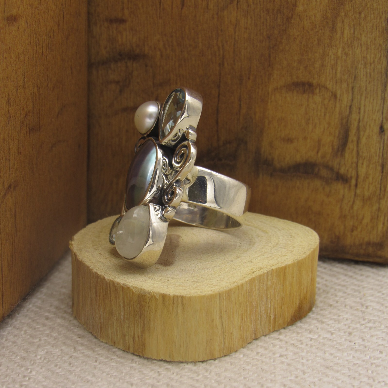 Sterling Silver Multi-Stone Cluster Ring Size 6 3… - image 4