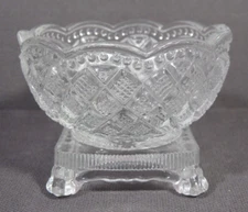Pressed Glass Round Clear Mini Small Bowl Dish on Pedestal Salt Open Sugar 3x2"