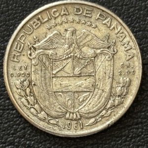 1961 Panama 1/10 Balboa - 90% Silver - Philadelphia Strike (US Mint)