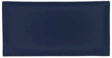 Blue Basic Genuine Leather Checkbook Cover For Men & Women