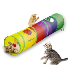 Cat Tunnel Rainbow 45 Inch Long Collapsible Play Tube Fun Ball Kitten Toy
