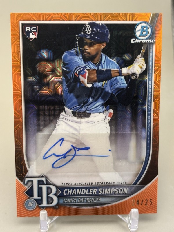 2025 Bowman Chrome Chandler Simpson Auto 14/25 Orange Mojo JERSEY MATCH! RC