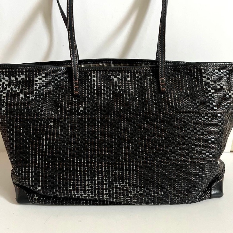 FENDI Leather Tote Bag Brown Shoulder Bag Italian Luxury Women 13.8-18.5x10.6in