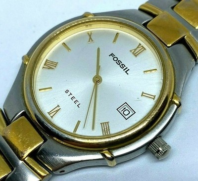 Fossil Steel Men's Watch  FS-2700 Stainless Two Tone Band