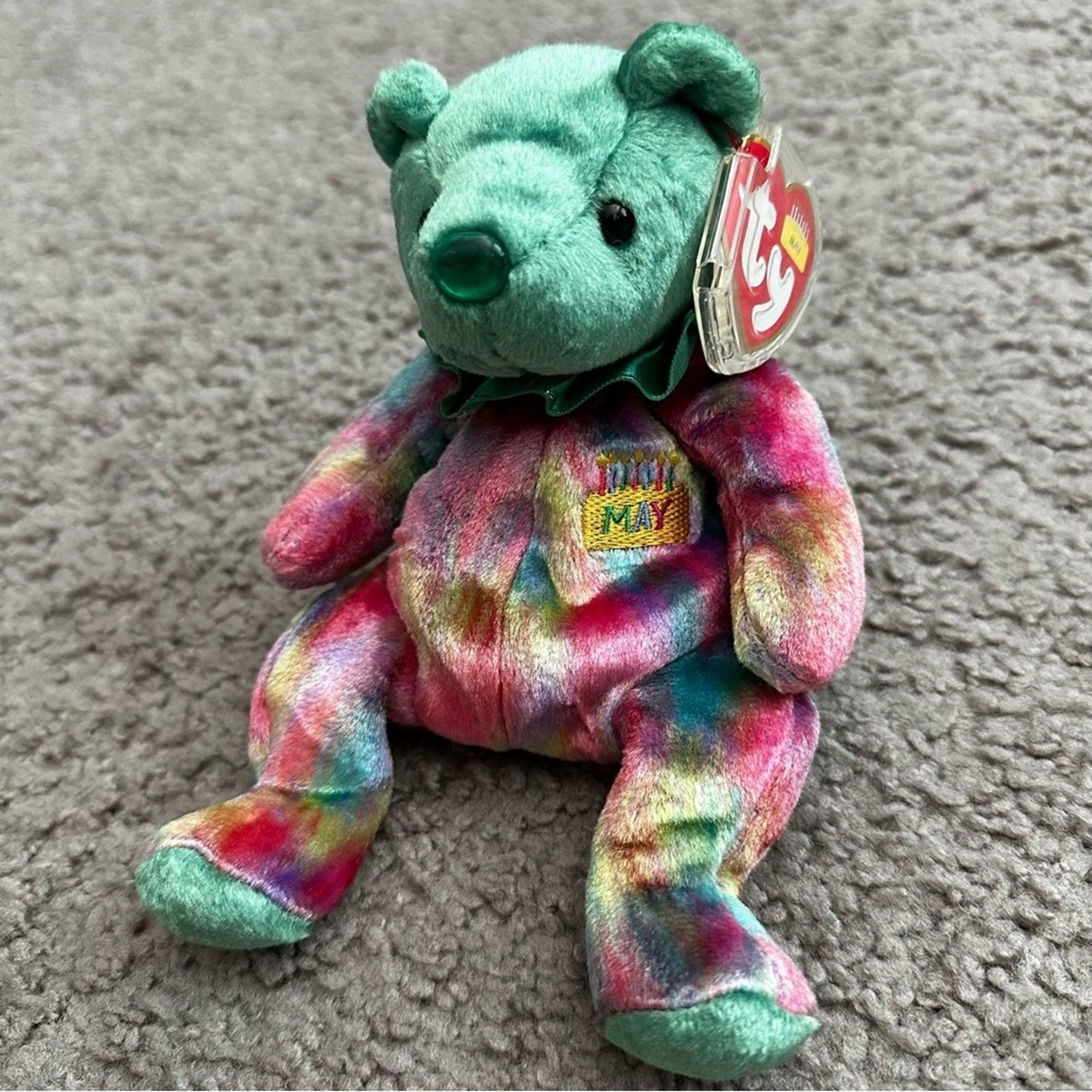 Vintage Ty 2001 The Birthday Beanies Collection May Plush Bear