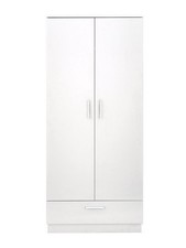 Panama 2 Door 1 Drawer Wardrobe White | Modern | Hanging Rail & Drawer