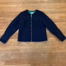 Craft & Barrow navy blue lightweight zippered puffer jacket size medium M b35