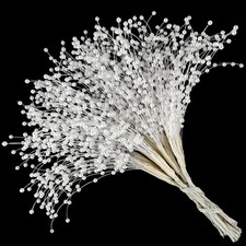 50 PCS Beaded Stick Bride Wedding Pearl Bouquet Party Decoration White Prop