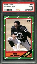1986 TOPPS #73 MIKE HAYNES RAIDERS HOF PSA 9
