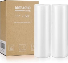 Wevac Vacuum Sealer Bags 11x50 Rolls 2 pack for Food 11"x50' 2 pack, clear 