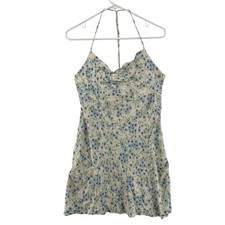 Zara Dress Womens Medium Blue Floral Sleeveless Halter Neck Summer NWT New