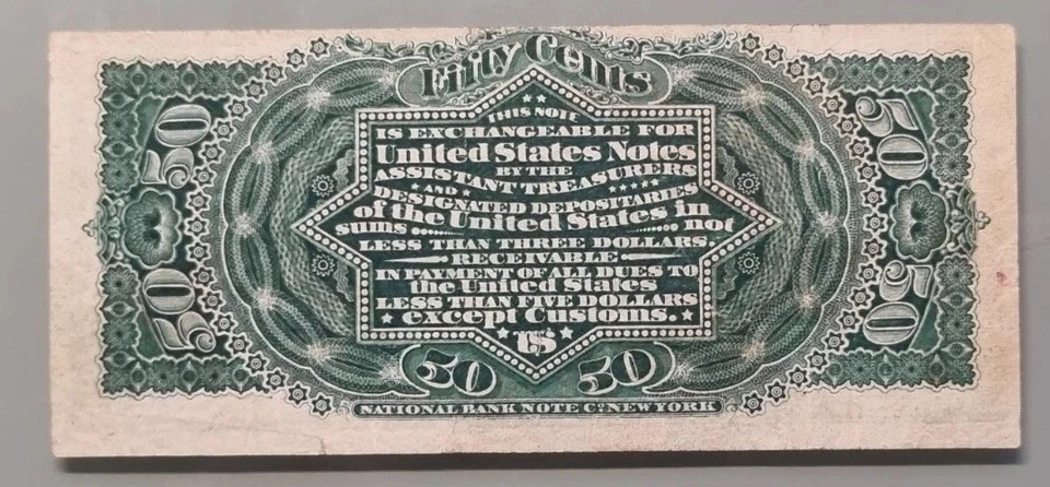 50 Cents Fractional Currency 4th Issue Abraham Lincoln High Grade AU - UNC 96350 - Image 2 of 2