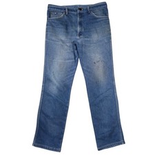 Vintage Lee Riders Mens Straight Leg Jeans Medium Wash Blue 35x31 Distressed