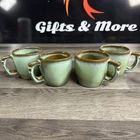 Frankoma Pottery 5C Prairie Green Plainsman Coffee Mug Set of 4 Cups Vintage