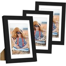 Picture Frame Set of 3 for Wall  Tabletop Display  Display 4x6 Black