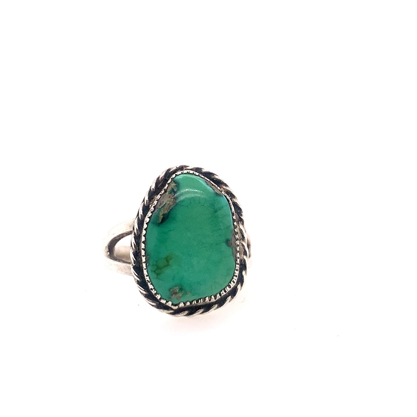 Sterling Silver Split Shank Turquoise Ring - image 1