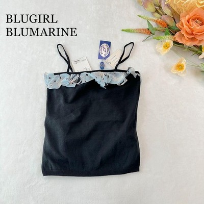 Vintage Blugirl Blumarine Frill Knit Camisole Blue Ruffle Italy Size 42 Y2K