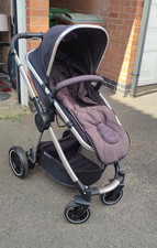 Single Pushchair with Hood/Canopy & Basket, Rubber Tyres, Grey/Black