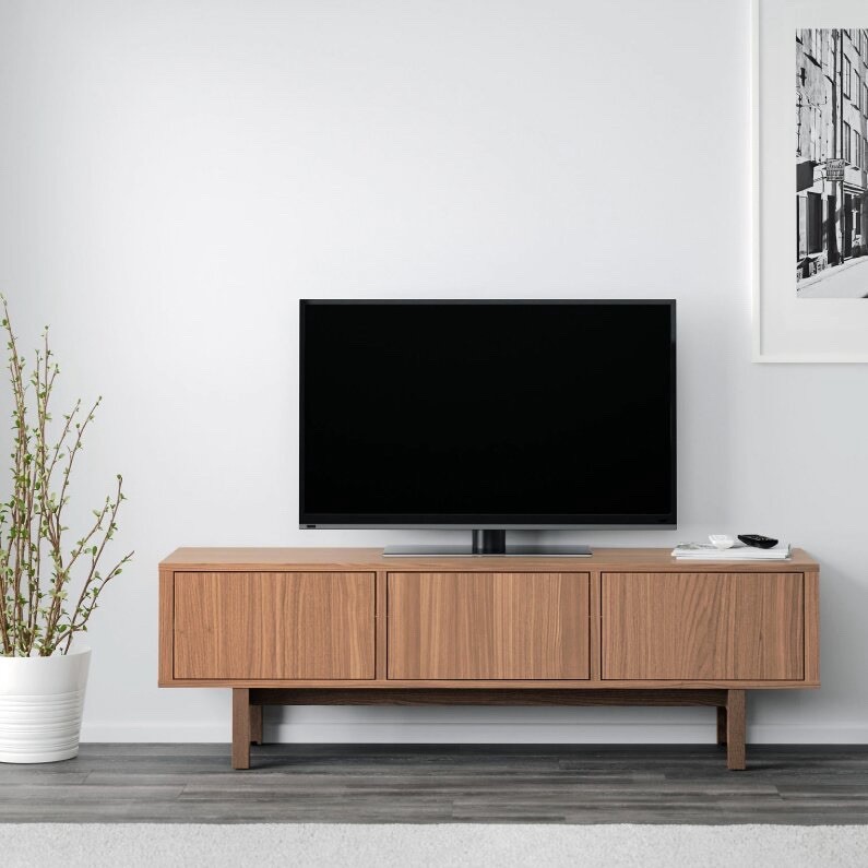 廃盤モデル IKEA イケア テレビボード IKEA STOCKHOLM TV Bench Media Console Walnut Veneer 63in Cabinet