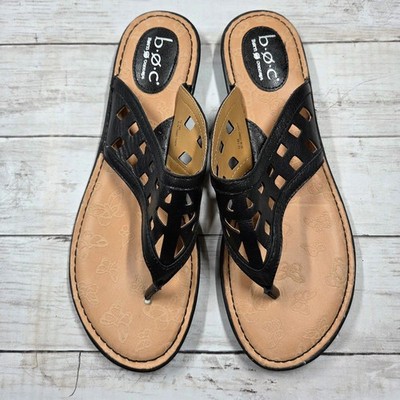 b.o.c. Born Concept Sandal Women 12M Black Thong Flat C52603 Laser Cut Butterfly