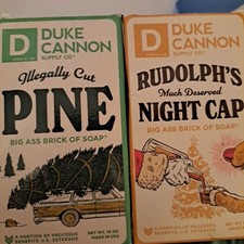 2 Lot Duke Cannon Big Brick Soap Illegally Cut Pine/Rudolphs Night CAP 10oz