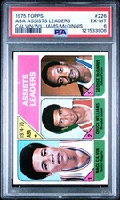 1975 TOPPS CALVIN/WILLIAMS/MCGINNIS #226 ABA ASSISTS LEADERS PSA 6