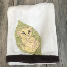 Lion King Simba Baby Blanket Leaf Cream Brown Trim Kids Line