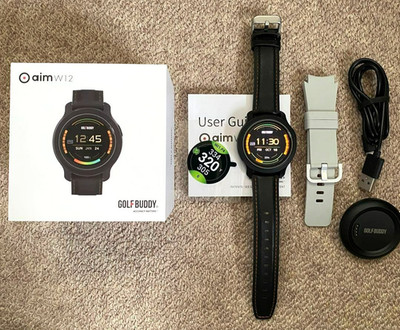 GOLF BUDDY aim W12 full color touch Golfuhr IPX7 TFTLCD schwarz gebraucht aus...