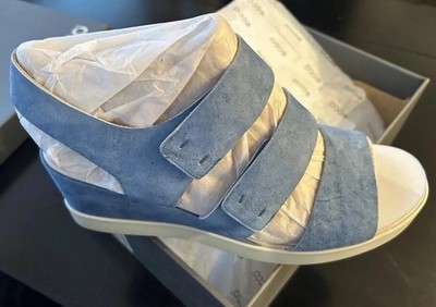 New Ecco Shoes Women Sandals Shape Wedge Plateau Blue Leather $180 EU 41 US 10