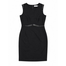 Calvin Klein Black Sleeveless Sheath Dress with Ladder Cutouts Size 8
