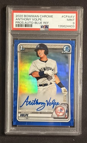 2020 Bowman Chrome Anthony Volpe True Blue Auto 026/150 PSA 9 New York Yankees