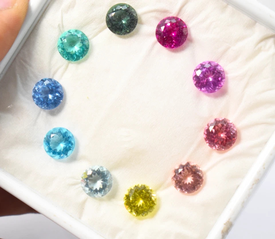 Lab Multi Sapphire Round Brilliant Cut Gemstone Set Lab Corundum Gemstone - Image 4 of 4