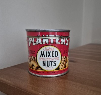 Vintage 1944 Planters Mixed Nuts 4 oz Nut Tin Can with Mr. Peanut, nice one