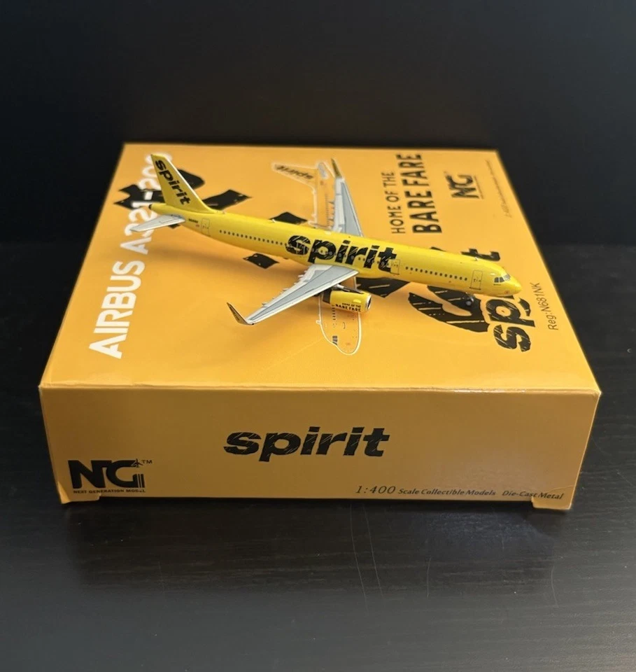 NG Models 1:400 Spirit Airlines Airbus A321 N681NK NG13016 Scale Model Airplane - Image 3 of 4
