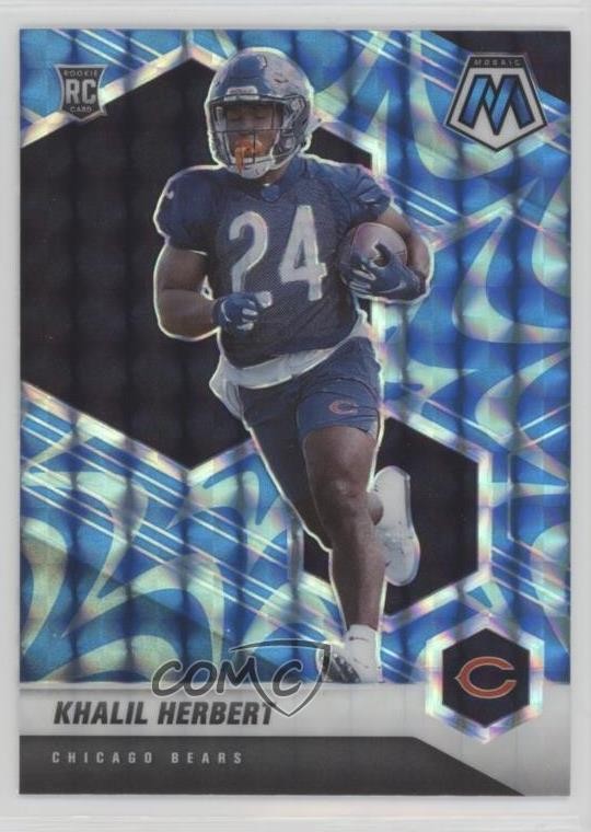 2021 Panini Mosaic Rookies Reactive Blue Mosaic Prizm Khalil Herbert #380 0tu4
