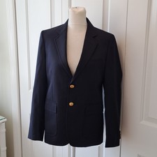 Brooks Brothers Boys Formal Navy Wool Blazer/Sport Coat Lined Gold Buttons S-14