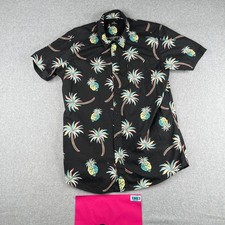 Rip Curl Black Hawaiian Pineapple Shirt Button Up Short Sleeve Mens