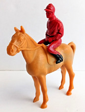 Bergen Toy Co. 1950s Red Jockey and Light Brown Horse Vintage USA Made