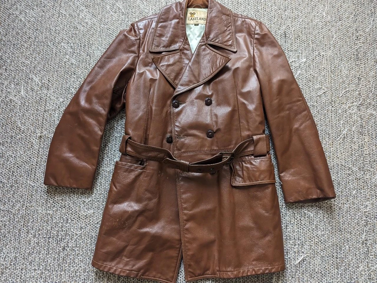 Vintage Leather Trench Coat In Men's Coats & Jackets for sale | eBay