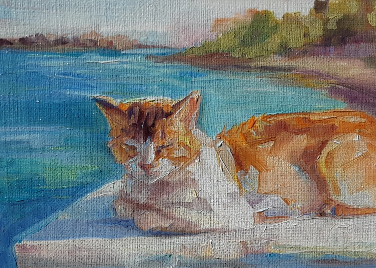 油画猫艺术绘画| eBay