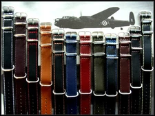 20mm Black Red stitch NATO G10 Oily Leather Pilot watch band strap UTC IW SUISSE